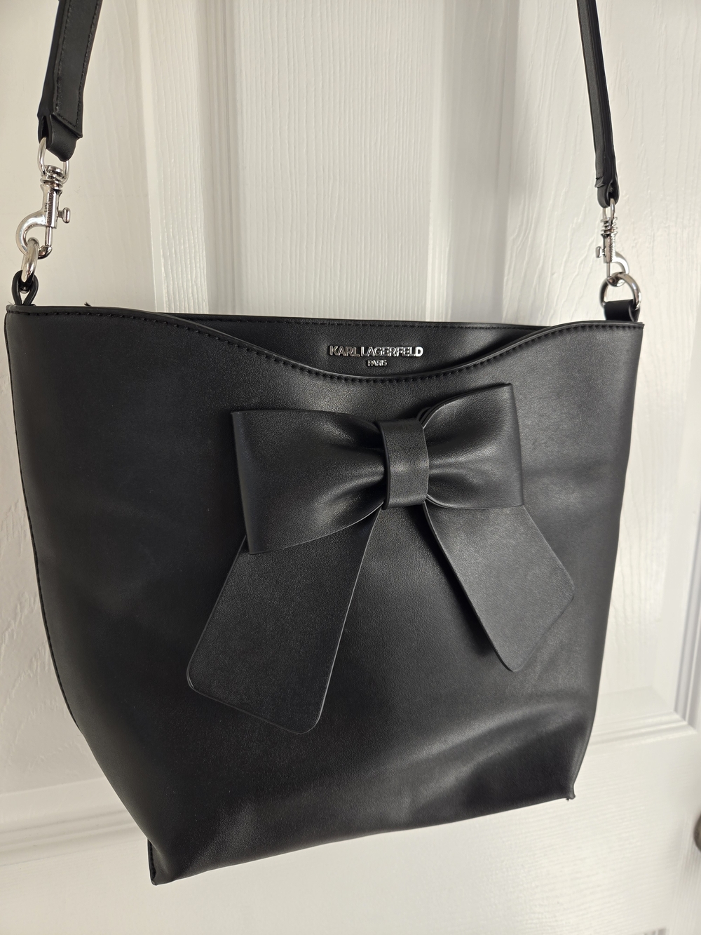 Karl Lagerfeld Black Bow-Accent Shoulder Bag
